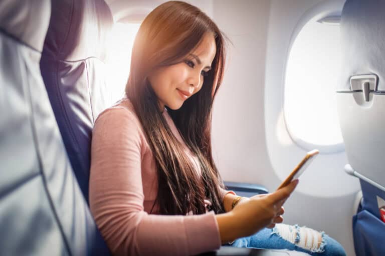 woman on airplane