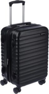 Amazon Basics Expandable Hardside Carry-On Luggage, Suitcase with Wheels, 21-Inch Spinner with Four Spinner Wheels and Scratch-Resistant Surface, Black