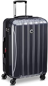 DELSEY PARIS Helium Aero Hardside Expandable Luggage with Spinner Wheels, Titanium, Checked-Medium 25 Inch