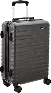 Amazon Basics Hardside Carry-On Luggage, 20-Inch Spinner with Four Spinner Wheels and Scratch-Resistant Surface, Black