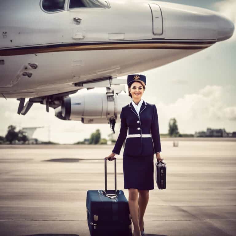 flight attendant with luggage