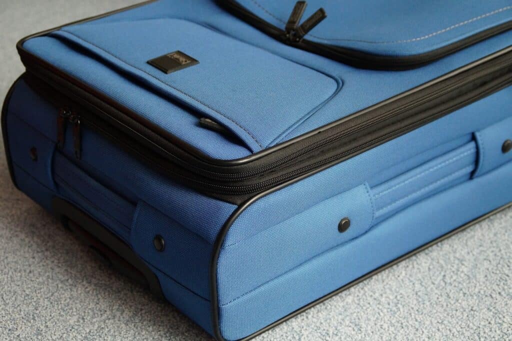 softside suitcase, blue, travel