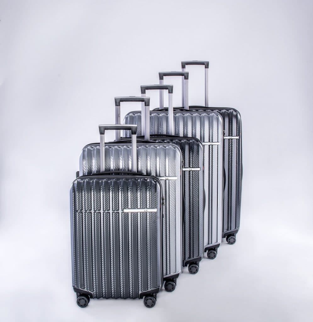 hardside luggage, travel case, metallic lugguage