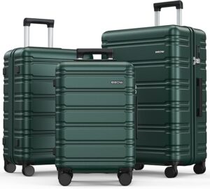 BEOW Luggage Sets 3 Piece Hardside Expandable Suitcase Set with Spinner Wheels Durable Lightweight Luggage with TSA Lock (ArmyGreen, 20in/24in/28in)