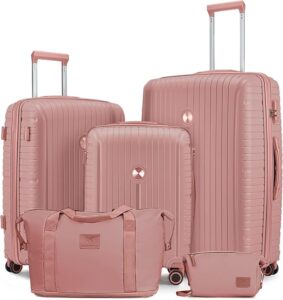 Joyway Luggage Sets 5 Piece Suitcase Set, PP Hardshell Carry on Suitcase Set, Travel Suitcases with Double Spinner Wheels and TSA Lock