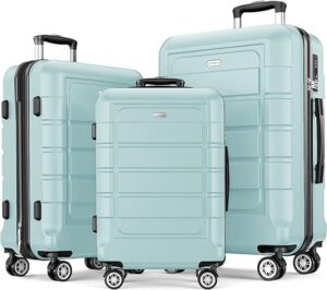 SHOWKOO Luggage Sets Expandable PC+ABS Durable Suitcase Double Wheels TSA Lock