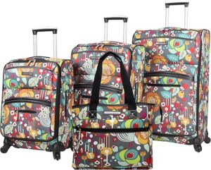 Lily Bloom Luggage Set 4 Piece Suitcase Collection with Spinner Wheels for Woman